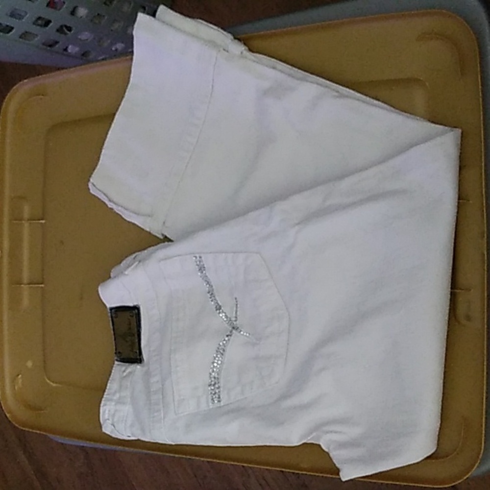 Vintage Authentic baby phat juniors white capris size 9 clear gems   T1